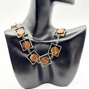 Silver & Brown Boho Necklace